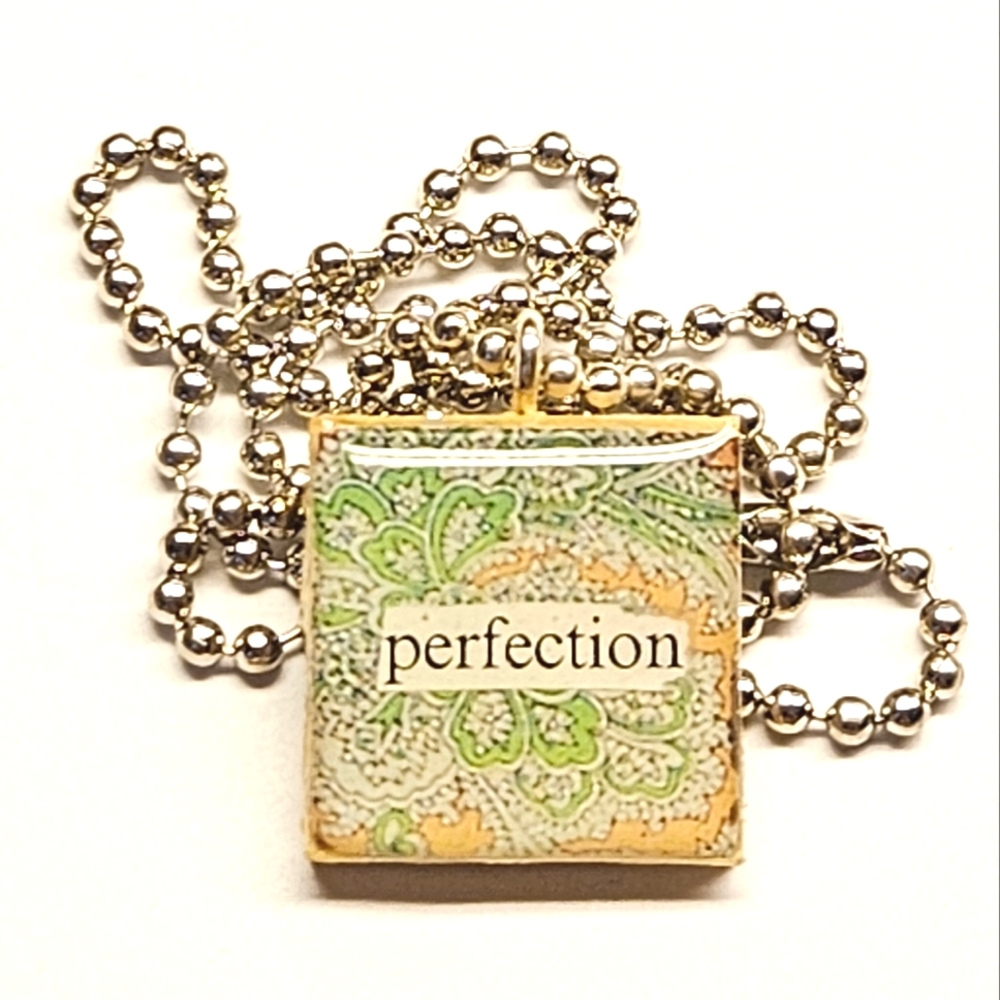Perfection Orange and Green Tile Pendant Necklace